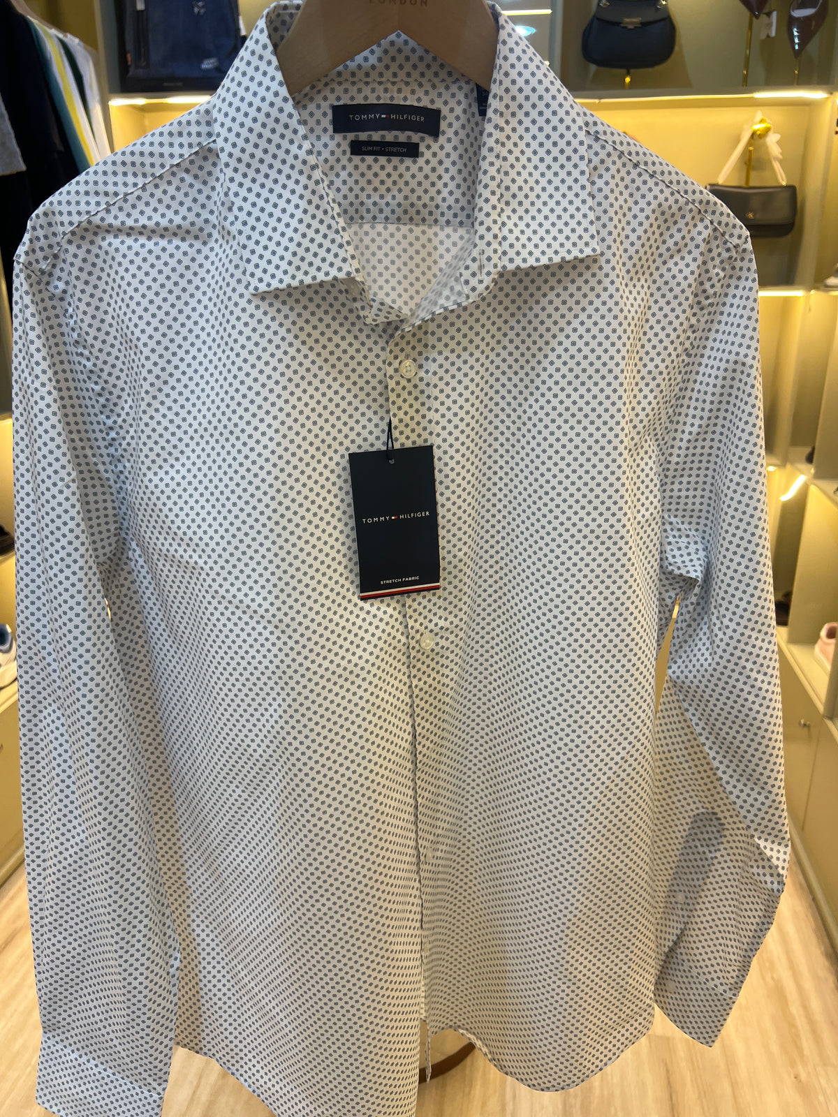 White slim-fit patterned shirt from Tommy Hilfiger