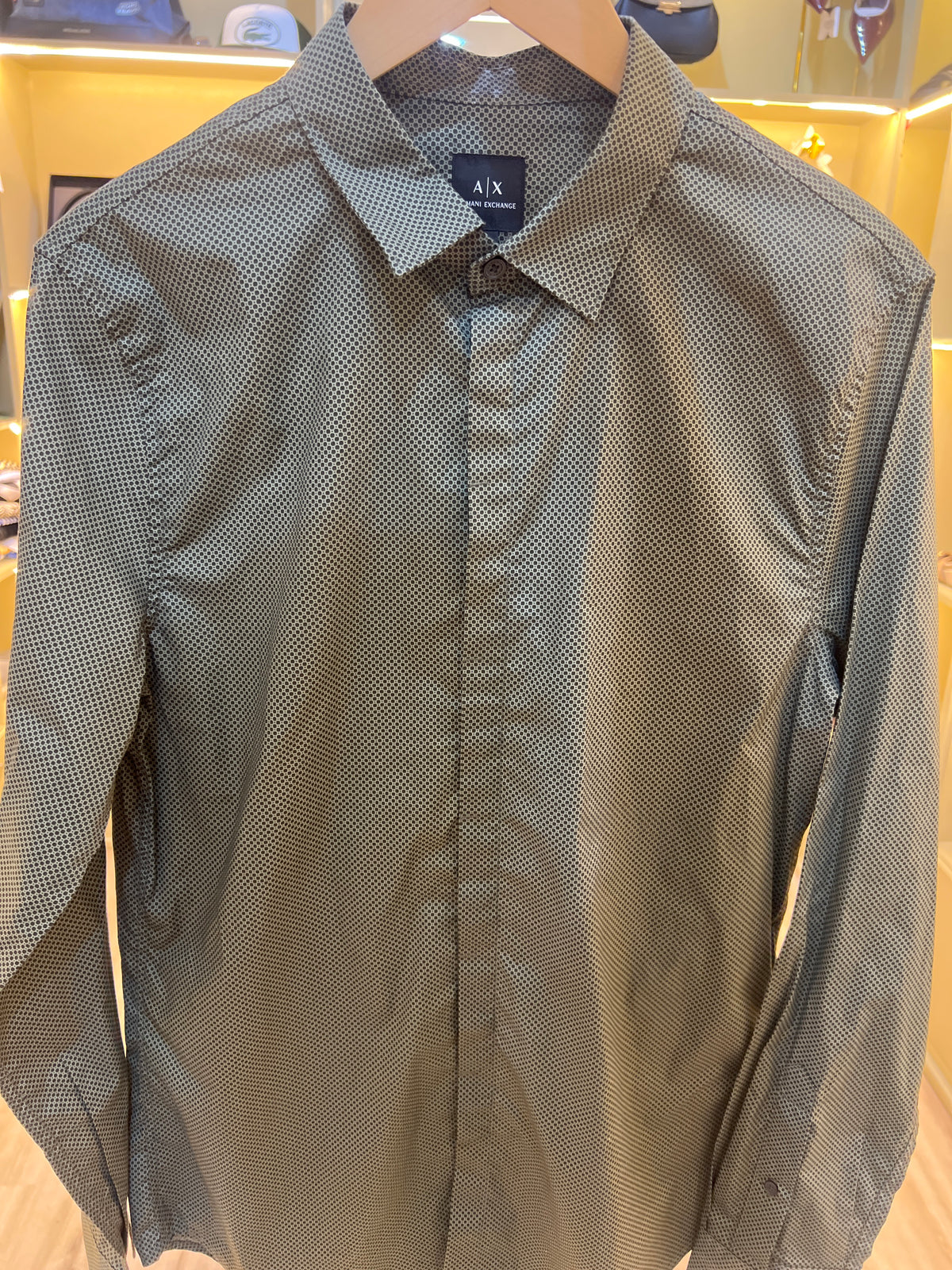 Armani Exchange Men's Peat Geo Dot Stretch long-sleeve shirt