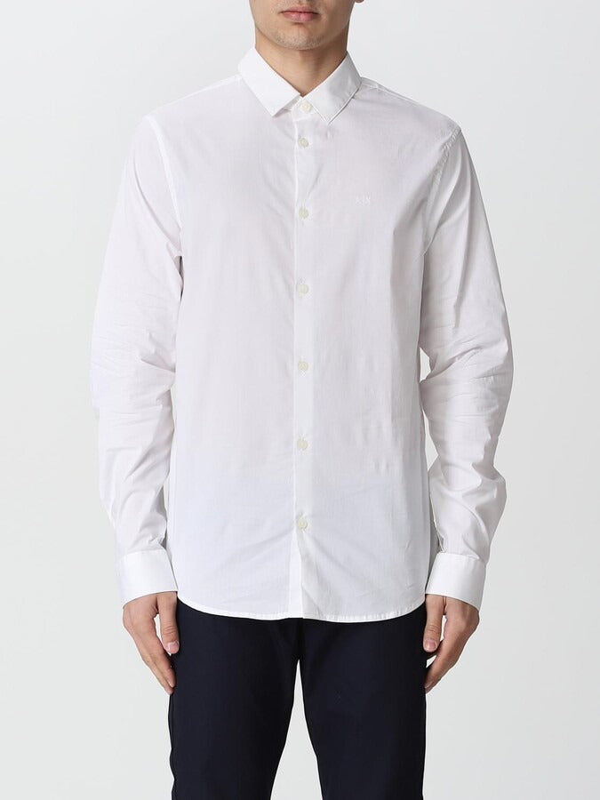 Armani Exchange white long-sleeved button-down shirt