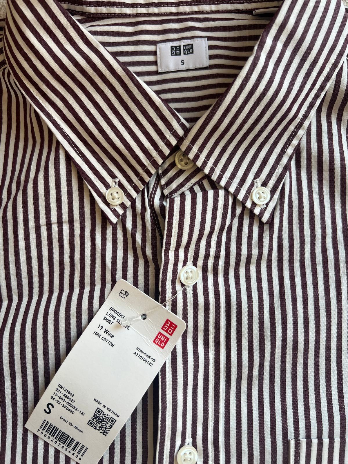 Uniqlo men's striped broadcloth long-sleeve shirt