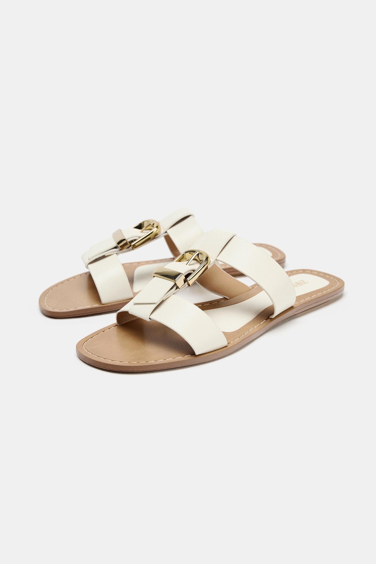 white Zara flat sandals