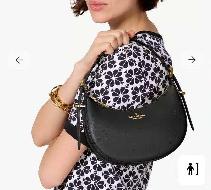 Kate Spade Nova Crescent Shoulder Bag in black smooth leather
