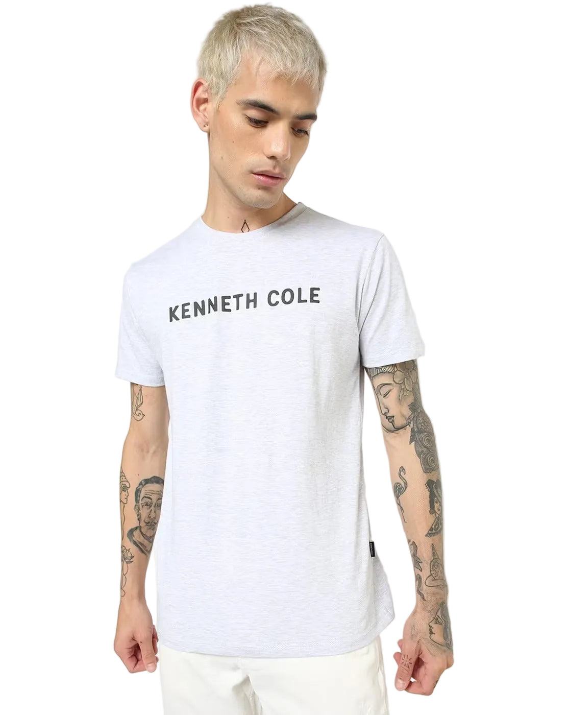 Kenneth Cole Ringer Logo Cotton T-Shirt in white