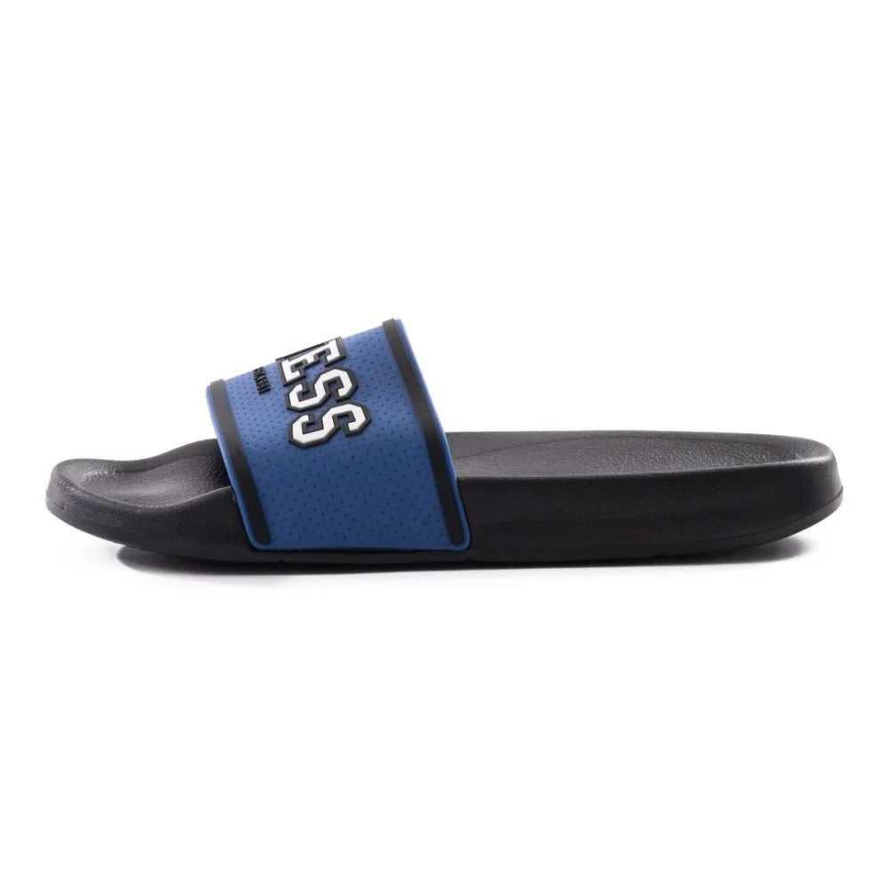 Pair of Guess Elliot slide sandals in black and blue