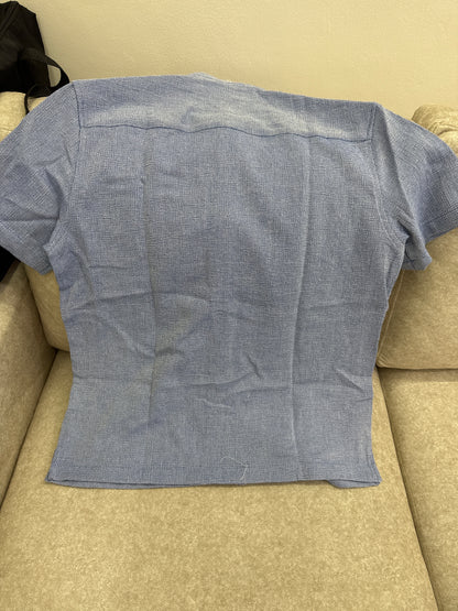 This blue textured long-sleeve shirt is a Zara brand