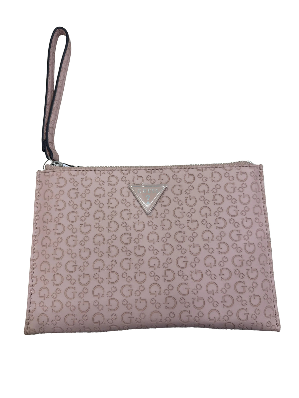 Guess pink monogrammed cosmetic makeup bag
