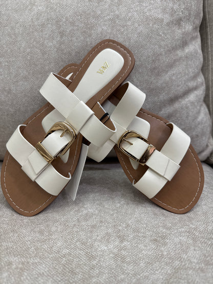 white Zara flat sandals