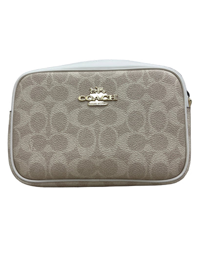 Coach Mini Jamie Camera Bag in signature coated canvas with a light khaki/chalk color scheme