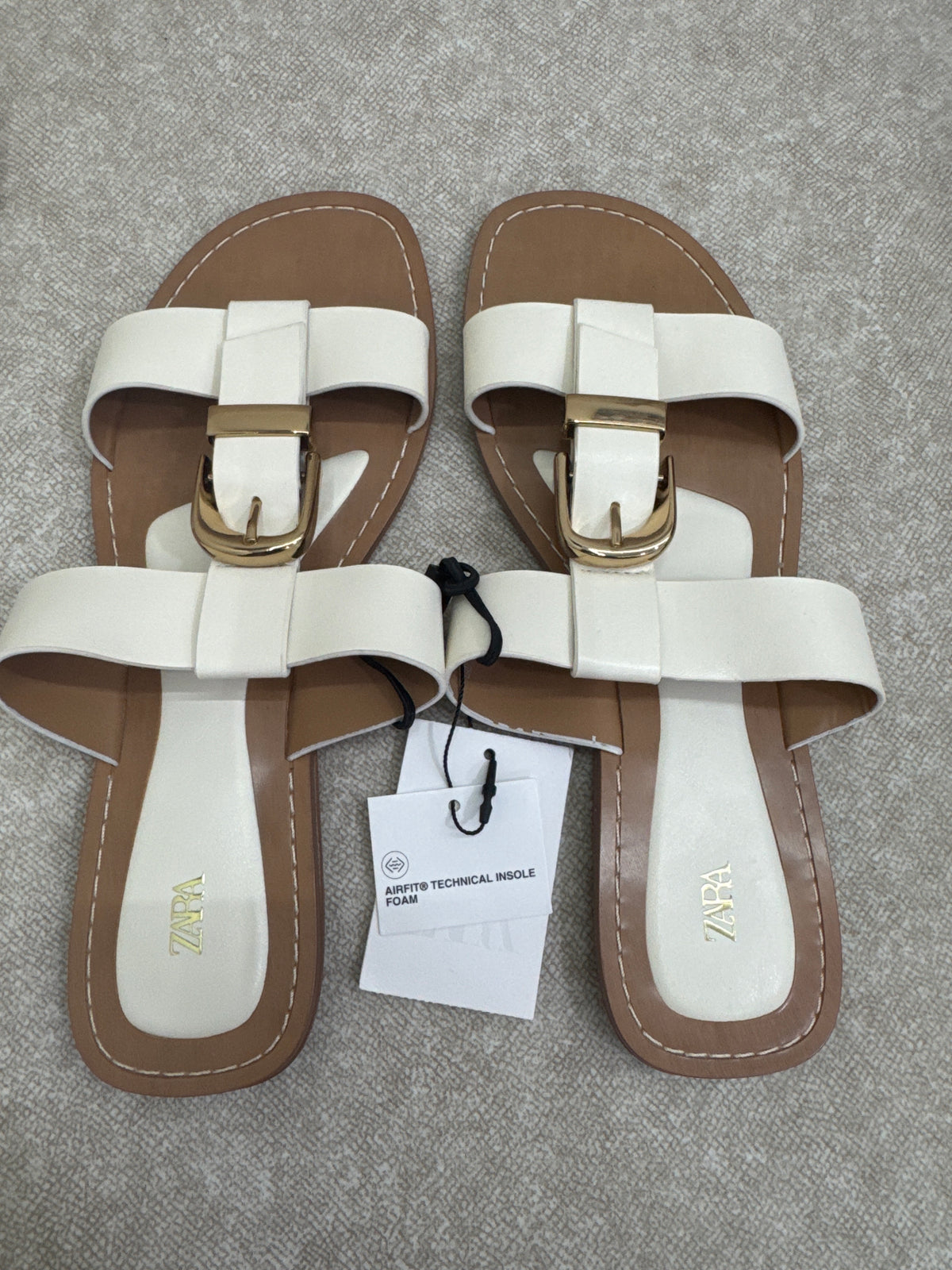 white Zara flat sandals