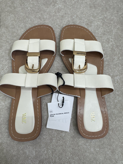white Zara flat sandals