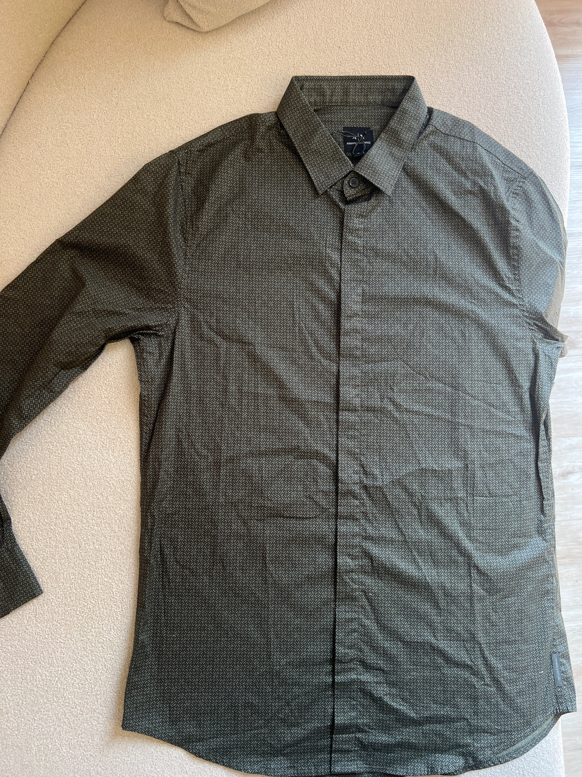 Armani Exchange mens Peat Geo Dot stretch long sleeve shirt