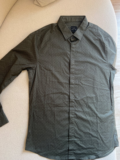 Armani Exchange mens Peat Geo Dot stretch long sleeve shirt
