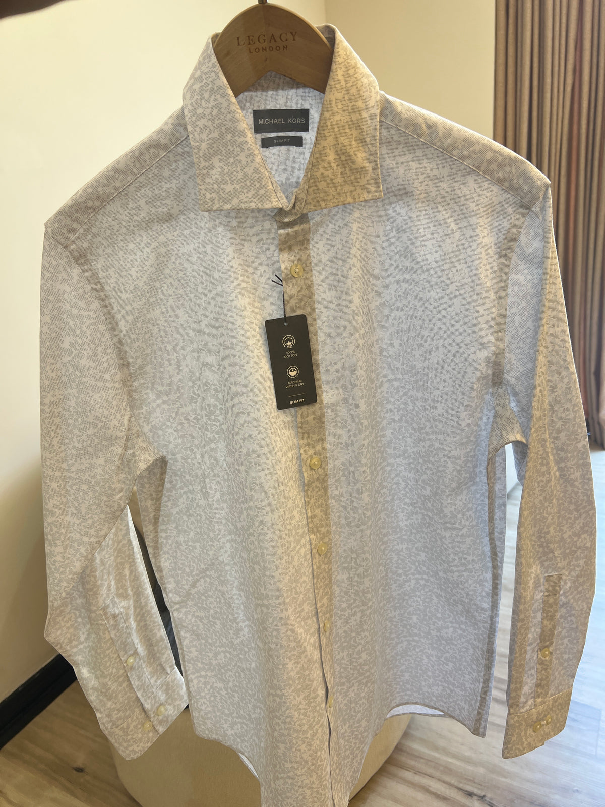Michael Kors Men's Floral Print Long Sleeve Shirt