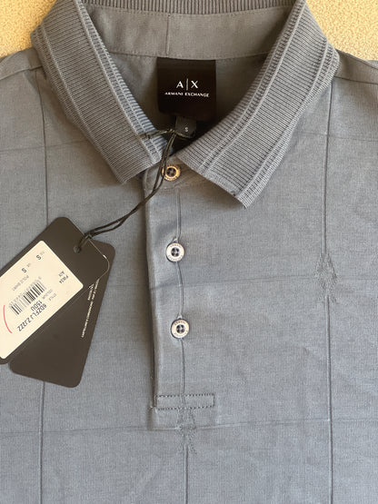 Armani Exchange Men's Cotton Jacquard Grid Polo T-shirt