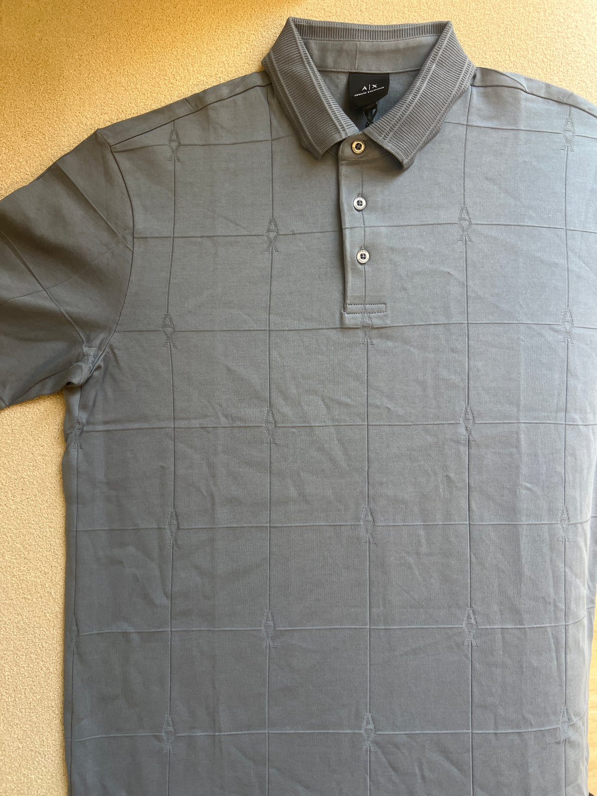 Armani Exchange Men's Cotton Jacquard Grid Polo T-shirt
