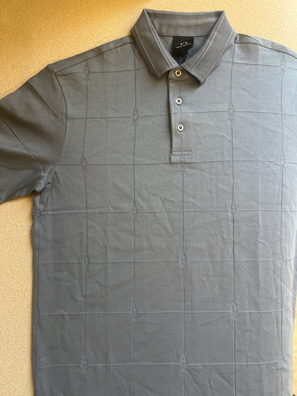 Armani Exchange Men's Cotton Jacquard Grid Polo T-shirt