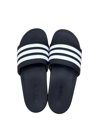 Pair of Adidas Adilette Comfort Slides in core black and white