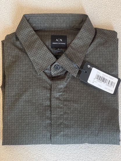 Armani Exchange mens Peat Geo Dot stretch long sleeve shirt