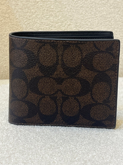 COACH Men's CA001 3-in-1 Wallet in Blocked Signature Mahogany Multi, featuring signature coated canvas and refined calf leather