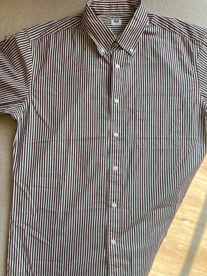 Uniqlo men's striped broadcloth long-sleeve shirt