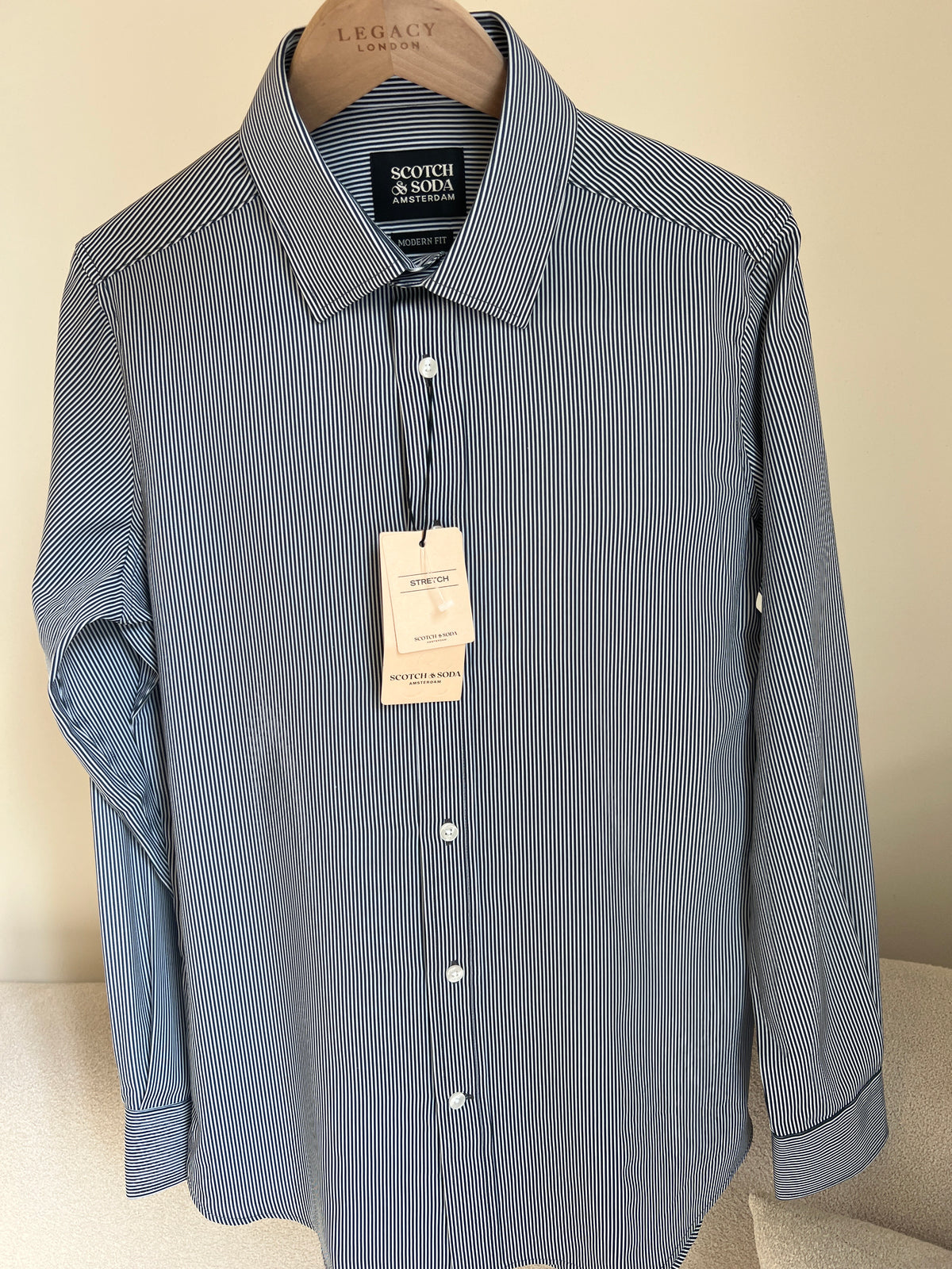 Scotch & Soda stretch shirt with a pinstripe design and a slim fit
