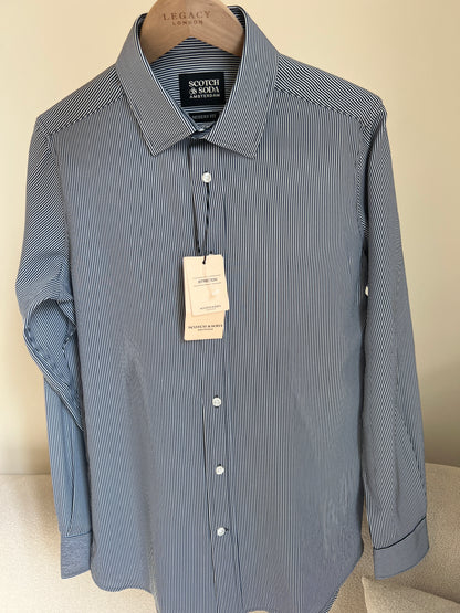 Scotch & Soda stretch shirt with a pinstripe design and a slim fit
