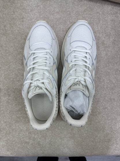 Michael Kors Leo Mixed-Media Trainer in the Vanilla Combo color