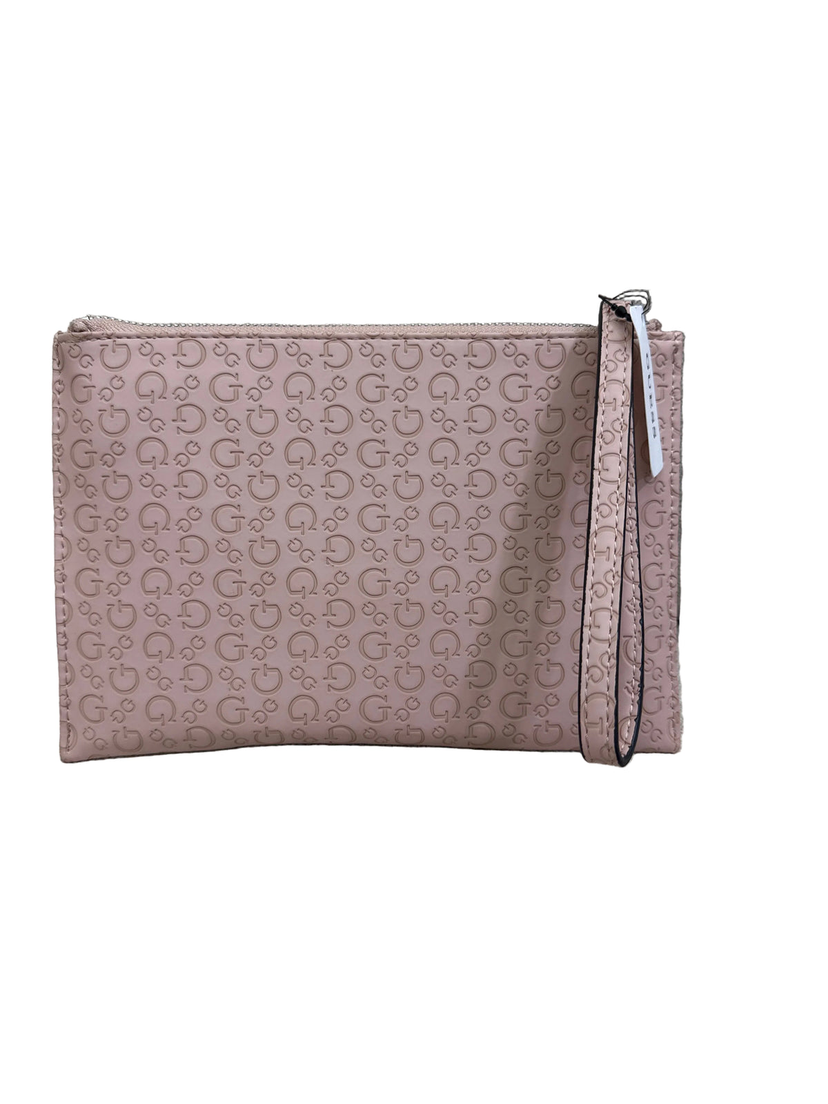 Guess pink monogrammed cosmetic makeup bag