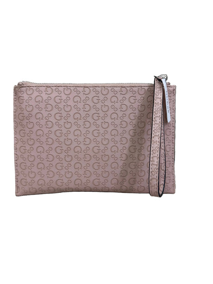 Guess pink monogrammed cosmetic makeup bag