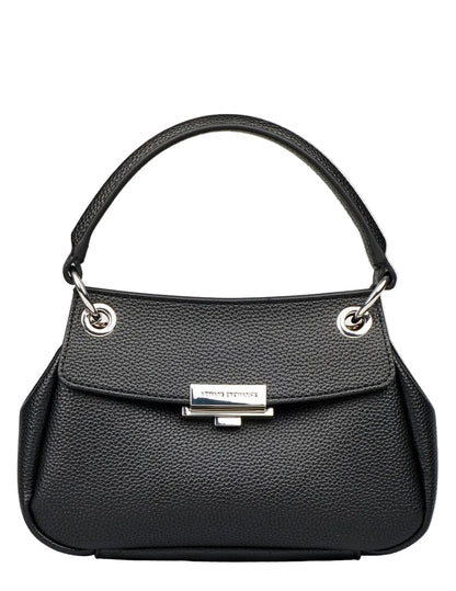 Armani Exchange 949177 CC783 top-handle bag in black faux leather with a grained texture