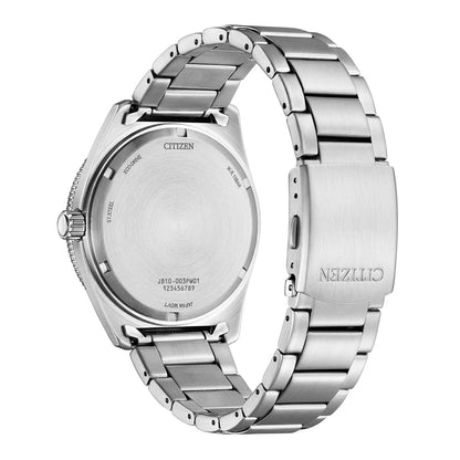 Citizen Men's Eco-Drive Silver Date Indicator Orange Dial Watch 43 MM