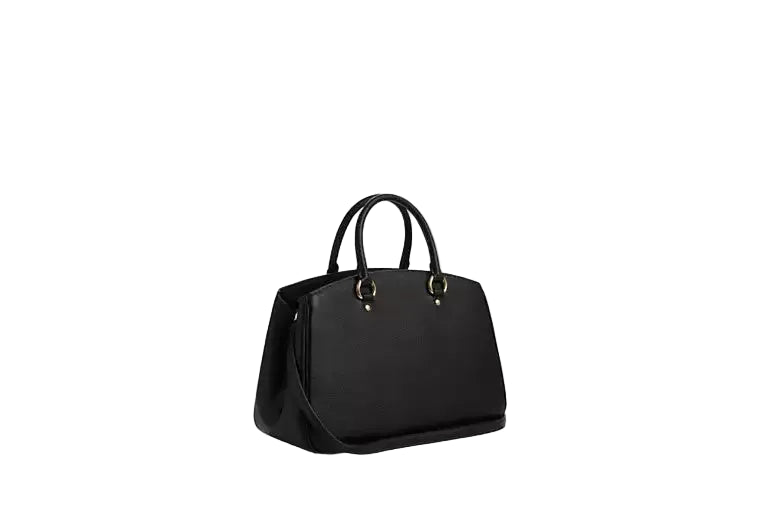 Coach Mini Lillie Carryall satchel in black crossgrain leather with gold-tone hardware