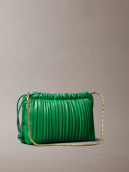 Drawstring Plisse Crossbody Bag