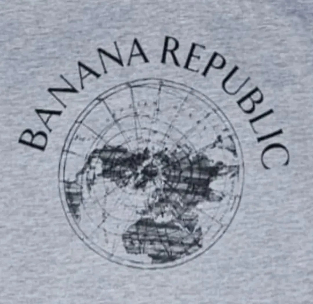 Gray Banana Republic graphic t-shirt featuring a world map logo