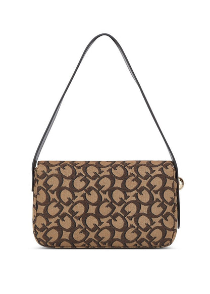 Guess Tracie shoulder bag in a brown monogram canvas