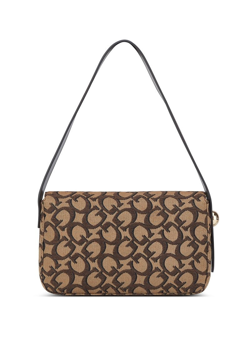 Guess Tracie shoulder bag in a brown monogram canvas