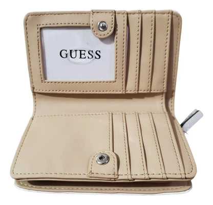 Guess women's small white zip-around wallet