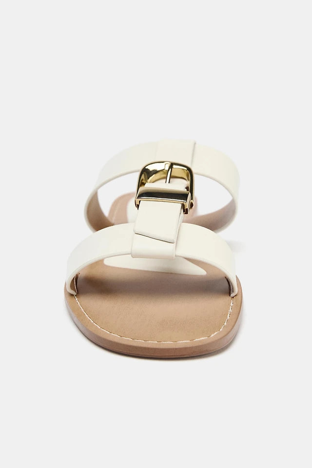 white Zara flat sandals