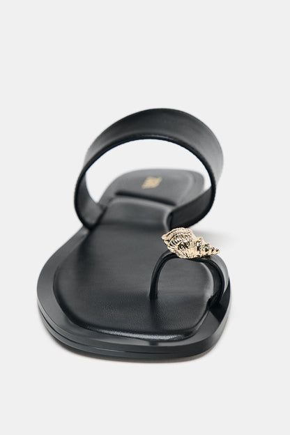 Black leather Zara sandals
