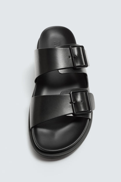 Zara brand double-strap sandals in black