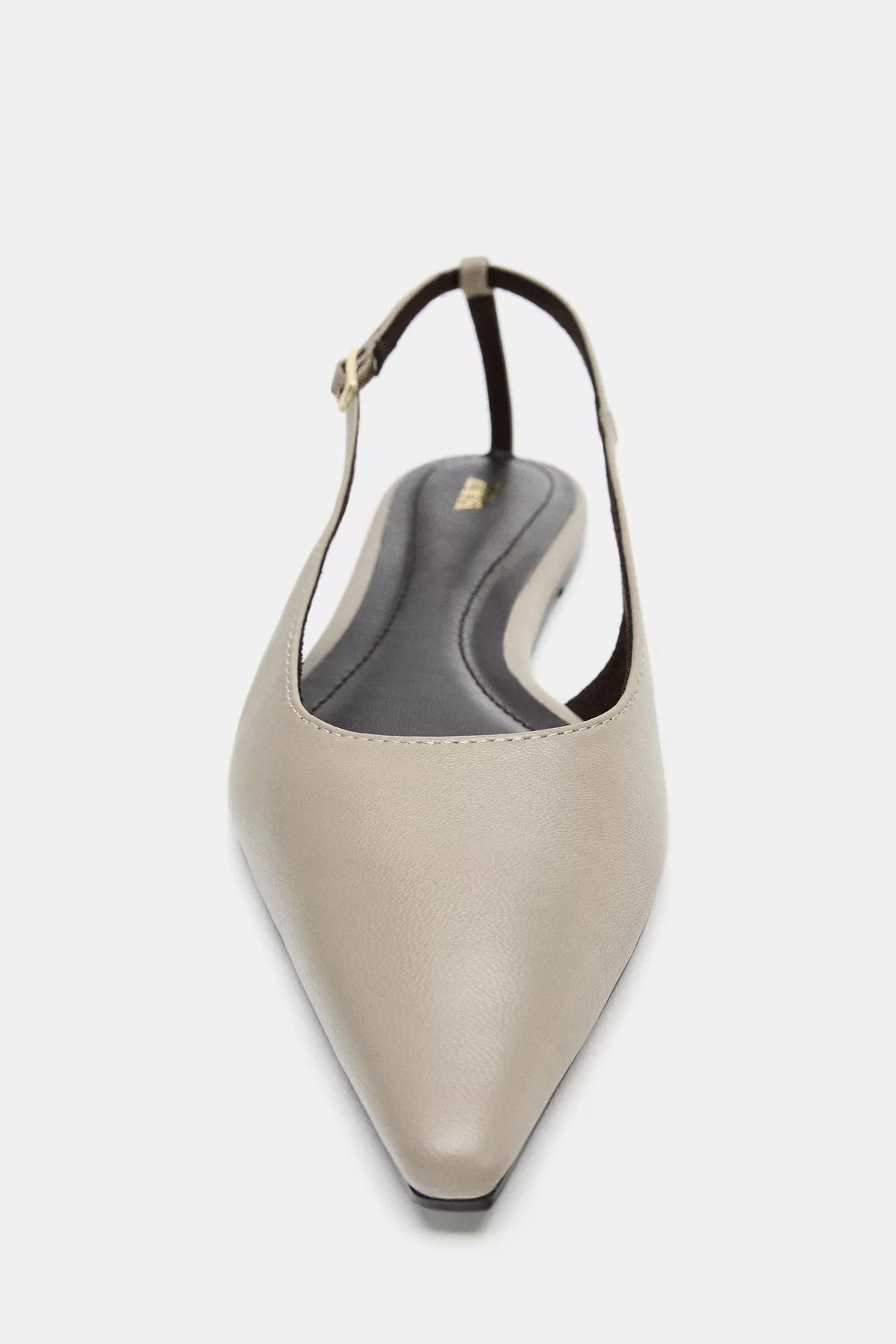taupe leather slingback shoes are from Zara