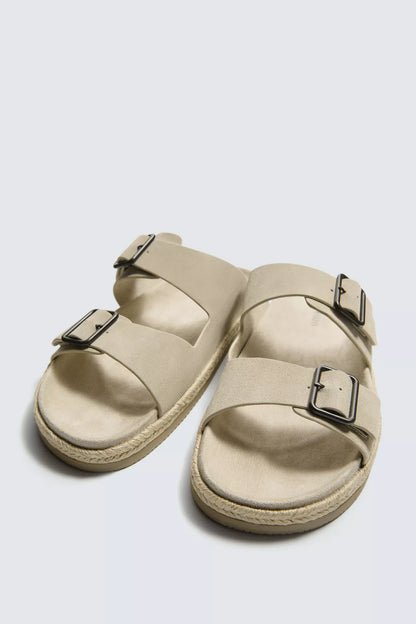 Zara DOUBLE STRAP LEATHER SANDALS