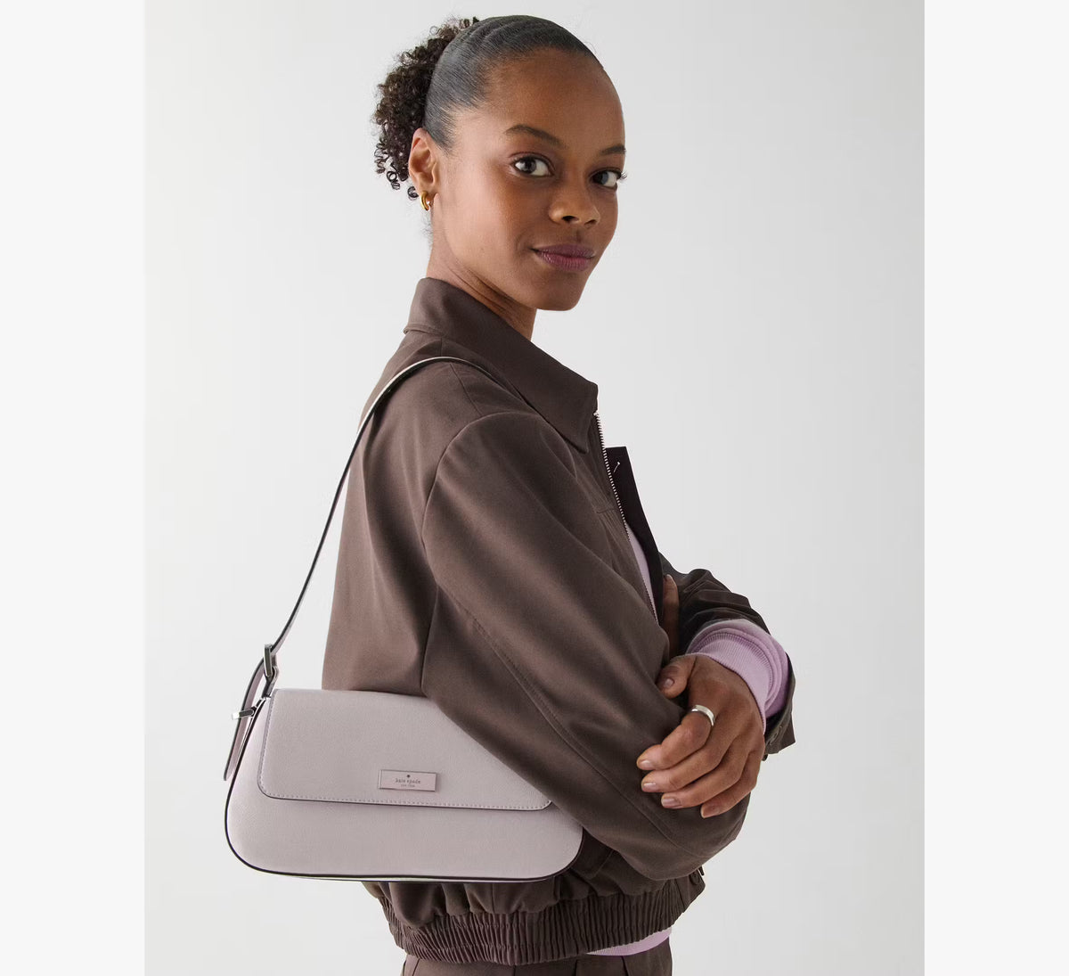 Kate Spade Bridget Crinkle Patent Small Flap Shoulder bag in the color Lilac Moon