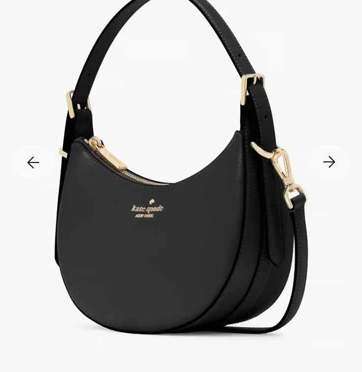 Kate Spade Nova Crescent Shoulder Bag in black smooth leather
