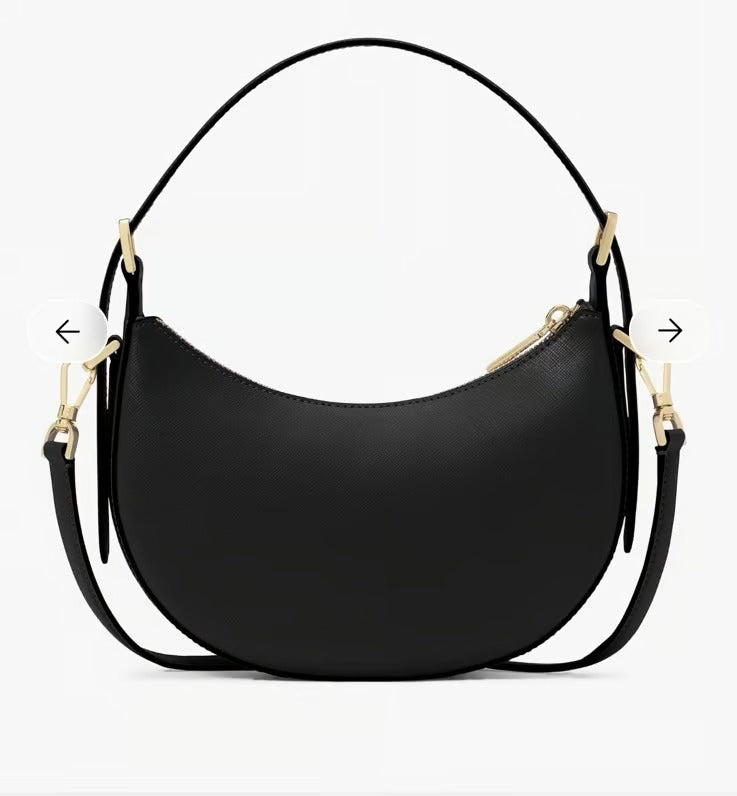 Kate Spade Nova Crescent Shoulder Bag in black smooth leather
