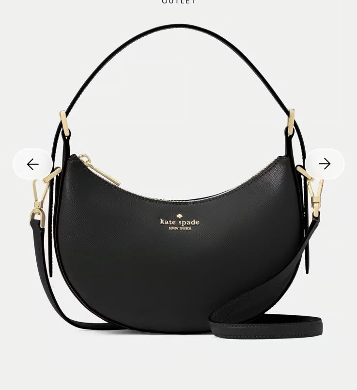 Kate Spade Nova Crescent Shoulder Bag in black smooth leather