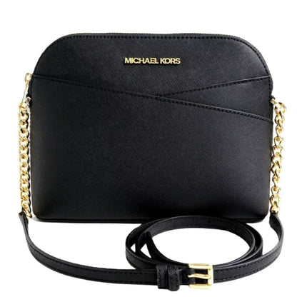 Michael Kors Jet Set Travel Medium Dome Crossbody Bag in black Saffiano leather
