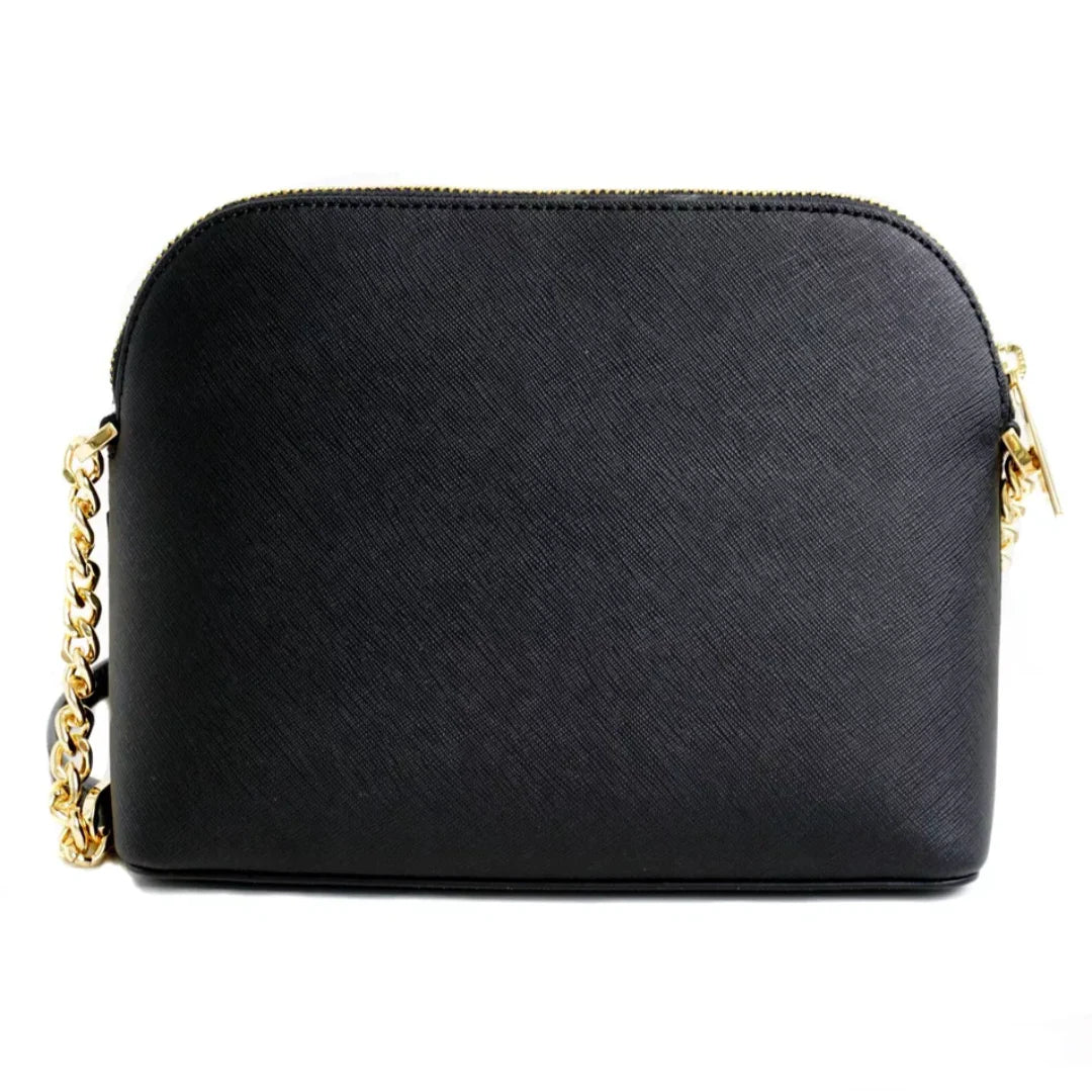 Michael Kors Jet Set Travel Medium Dome Crossbody Bag in black Saffiano leather