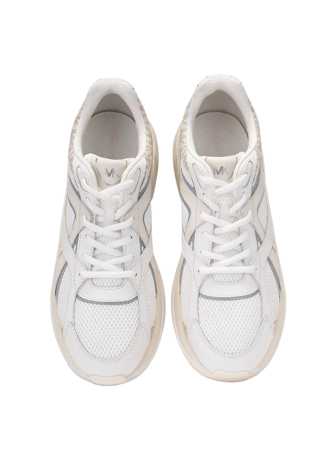 Michael Kors Leo Mixed-Media Trainer in the Vanilla Combo color