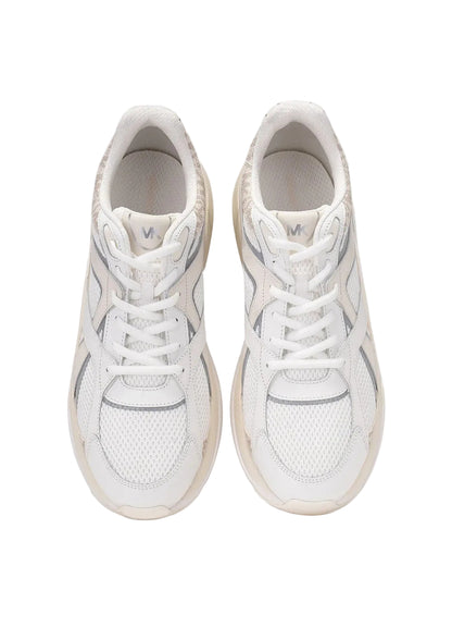 Michael Kors Leo Mixed-Media Trainer in the Vanilla Combo color
